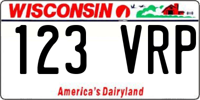 WI license plate 123VRP