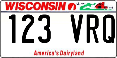 WI license plate 123VRQ
