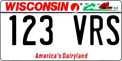 WI license plate 123VRS