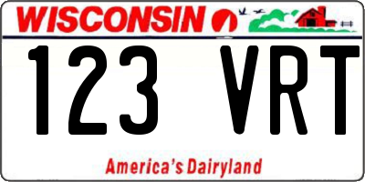 WI license plate 123VRT