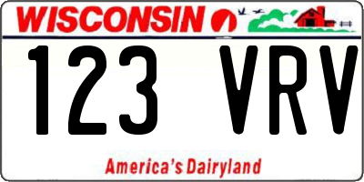 WI license plate 123VRV