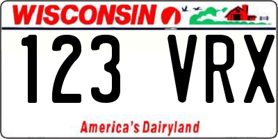 WI license plate 123VRX