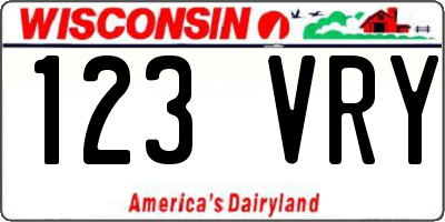 WI license plate 123VRY