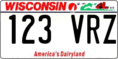WI license plate 123VRZ