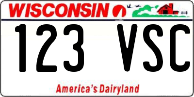 WI license plate 123VSC