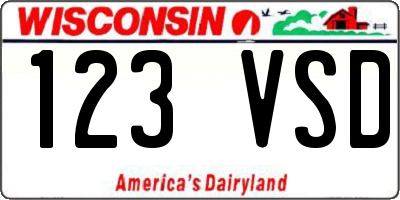 WI license plate 123VSD