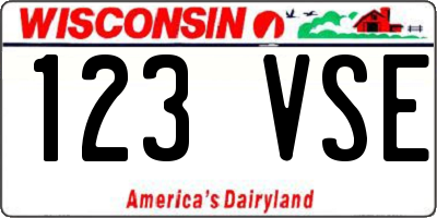 WI license plate 123VSE