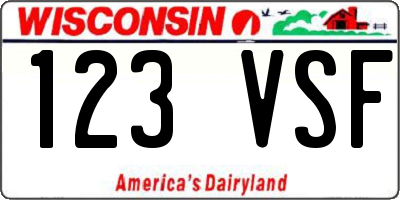 WI license plate 123VSF