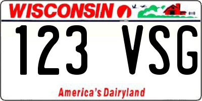 WI license plate 123VSG