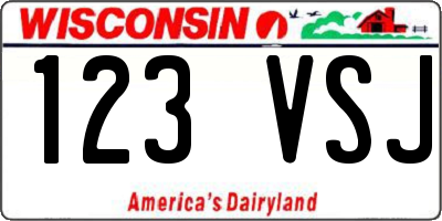 WI license plate 123VSJ