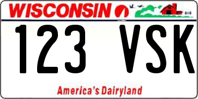 WI license plate 123VSK