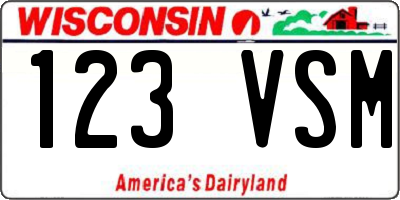 WI license plate 123VSM
