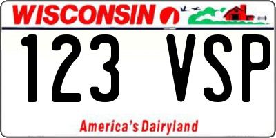 WI license plate 123VSP