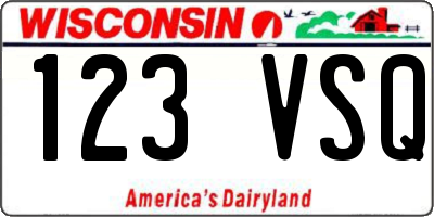 WI license plate 123VSQ