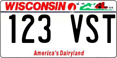 WI license plate 123VST