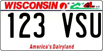 WI license plate 123VSU