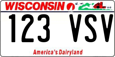 WI license plate 123VSV