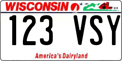 WI license plate 123VSY