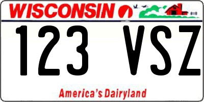 WI license plate 123VSZ