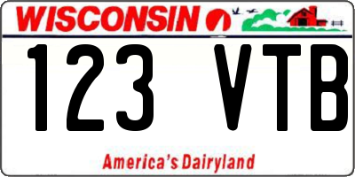 WI license plate 123VTB