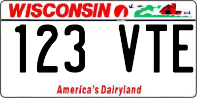 WI license plate 123VTE