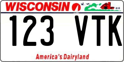WI license plate 123VTK
