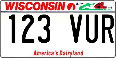 WI license plate 123VUR