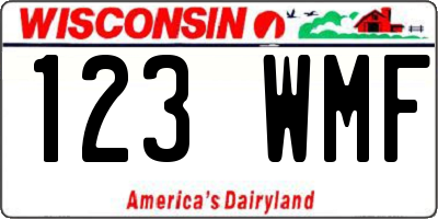 WI license plate 123WMF