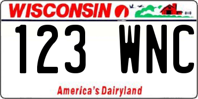WI license plate 123WNC