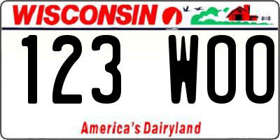 WI license plate 123WOO