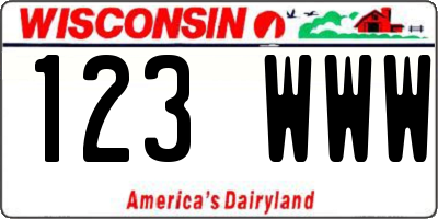 WI license plate 123WWW