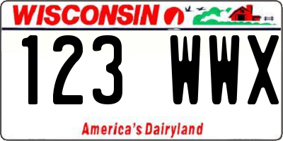 WI license plate 123WWX