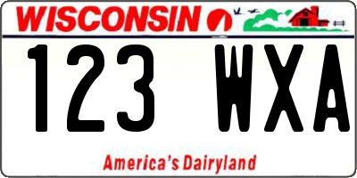 WI license plate 123WXA