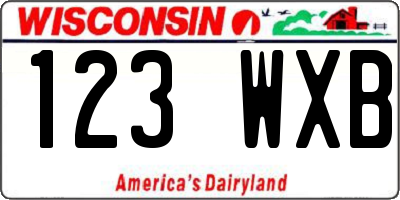WI license plate 123WXB