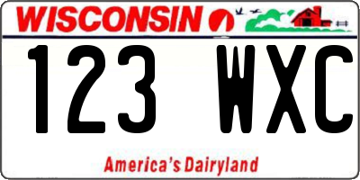 WI license plate 123WXC