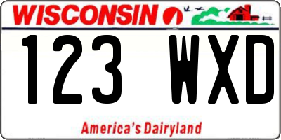 WI license plate 123WXD