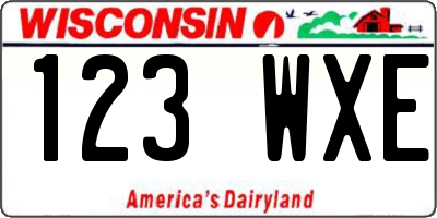 WI license plate 123WXE