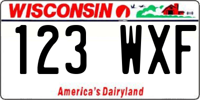 WI license plate 123WXF