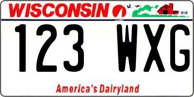 WI license plate 123WXG