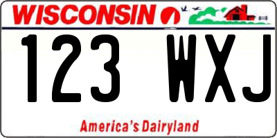 WI license plate 123WXJ