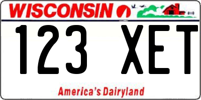 WI license plate 123XET