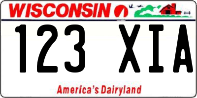 WI license plate 123XIA