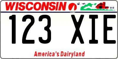WI license plate 123XIE