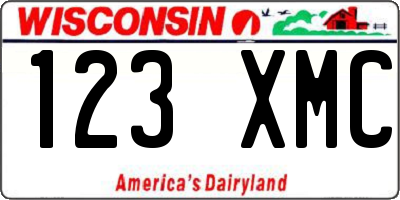WI license plate 123XMC