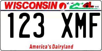 WI license plate 123XMF