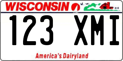 WI license plate 123XMI