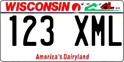 WI license plate 123XML