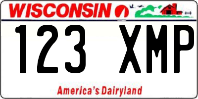 WI license plate 123XMP