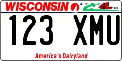 WI license plate 123XMU