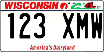 WI license plate 123XMW